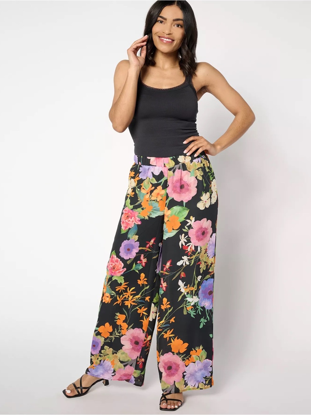 DENNIS BASSO Italian Floral Palazzo Pants